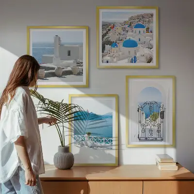 Multi-piece wall decor set white sea buildings in Greece