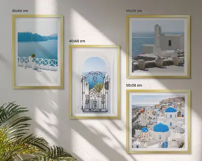 Multi-piece wall decor set white sea buildings in Greece