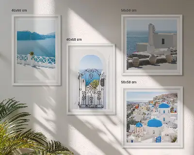 Multi-piece wall decor set white sea buildings in Greece
