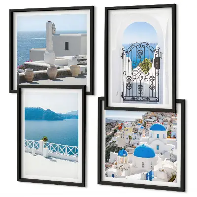 Multi-piece wall decor set white sea buildings in Greece