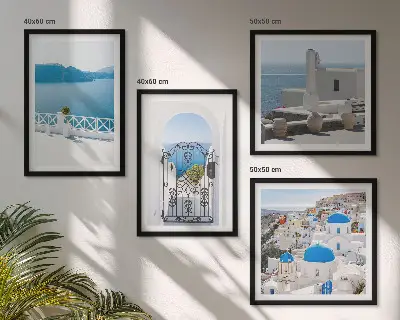 Multi-piece wall decor set white sea buildings in Greece