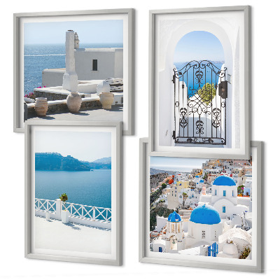Multi-piece wall decor set White Sea buildings Greece