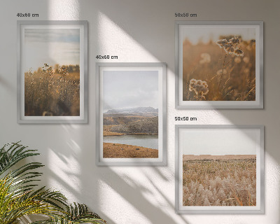 Set of 4 wall art pieces Landscapes meadows mountains lake