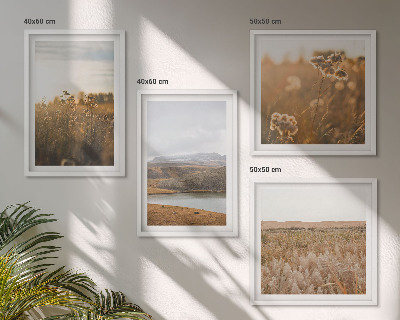 Set of 4 wall art pieces Landscapes meadows mountains lake