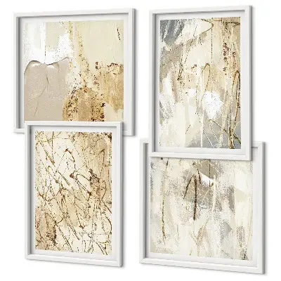 Multi-piece wall decor set beige abstract shapes and lines