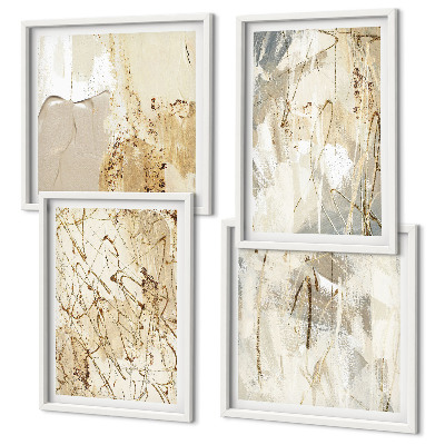 Multi-piece wall decor set Beige abstract shapes lines
