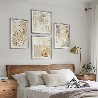 Multi-piece wall decor set Beige abstract shapes lines