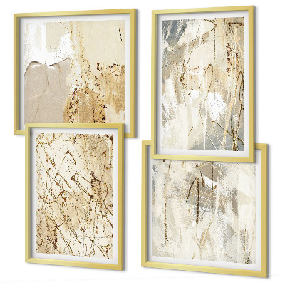 Multi-piece wall decor set Beige abstract shapes lines