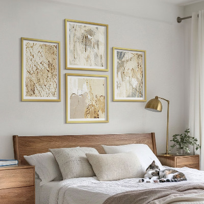 Multi-piece wall decor set Beige abstract shapes lines