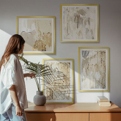 Multi-piece wall decor set Beige abstract shapes lines