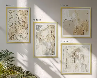 Multi-piece wall decor set beige abstract shapes and lines