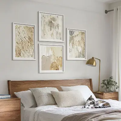Multi-piece wall decor set beige abstract shapes and lines