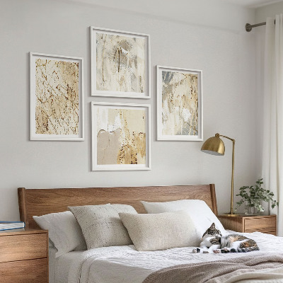 Multi-piece wall decor set Beige abstract shapes lines