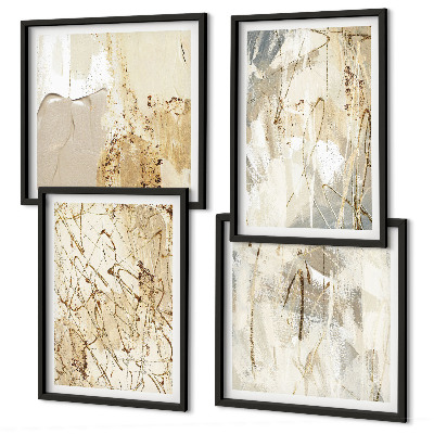 Multi-piece wall decor set Beige abstract shapes lines