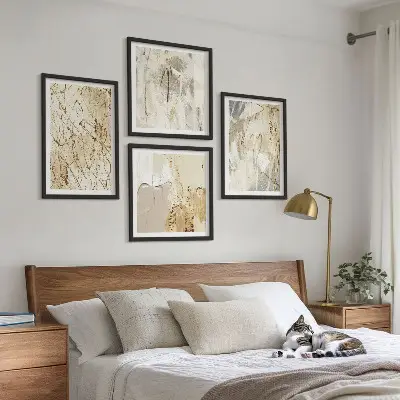 Multi-piece wall decor set beige abstract shapes and lines