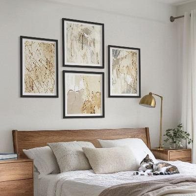 Multi-piece wall decor set Beige abstract shapes lines
