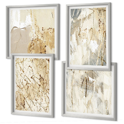 Multi-piece wall decor set Beige abstract shapes lines