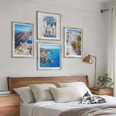Santorini Greek architecture wall art set Oia scene