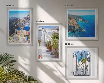 Santorini Greek architecture wall art set Oia scene