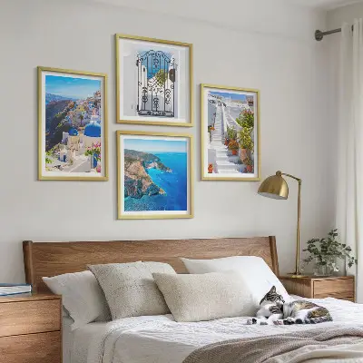 Santorini Greek architecture wall art set Oia scene