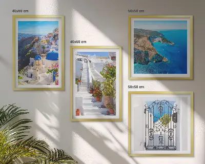 Santorini Greek architecture wall art set Oia scene