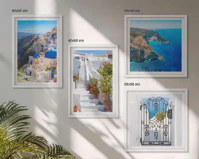 Santorini Greek architecture wall art set Oia scene
