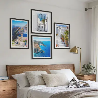 Santorini Greek architecture wall art set Oia scene