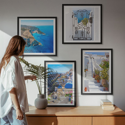 Wall art set Santorini Greek Architecture Oia