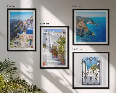 Santorini Greek architecture wall art set Oia scene