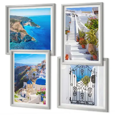 Santorini Greek architecture wall art set Oia scene