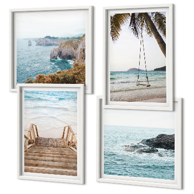 Multi-piece wall decor set Stairs beach sea view swing