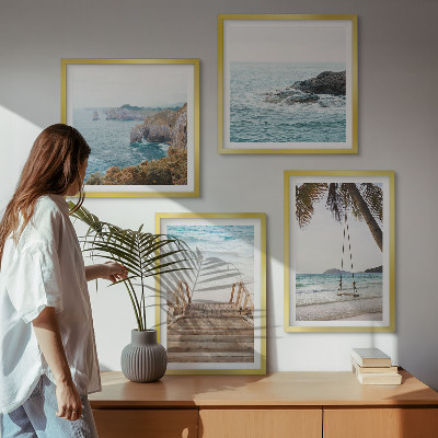 Multi-piece wall decor set Stairs beach sea view swing
