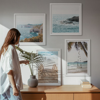 Multi-piece wall decor set Stairs beach sea view swing