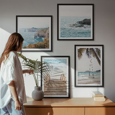 Multi-piece wall decor set Stairs beach sea view swing