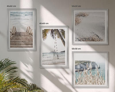 Wall art set Beach stairs swing sea