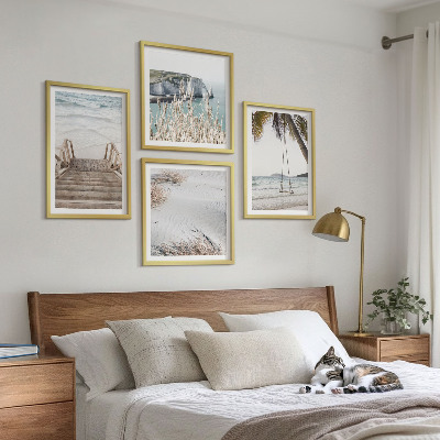 Wall art set Beach stairs swing sea