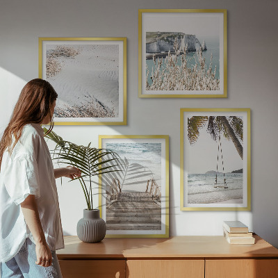 Wall art set Beach stairs swing sea