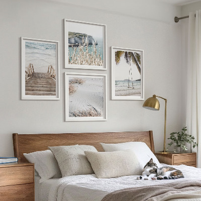 Wall art set Beach stairs swing sea
