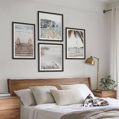 Wall art set Beach stairs swing sea