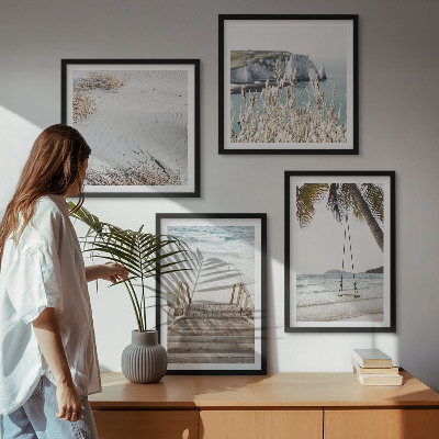 Wall art set Beach stairs swing sea