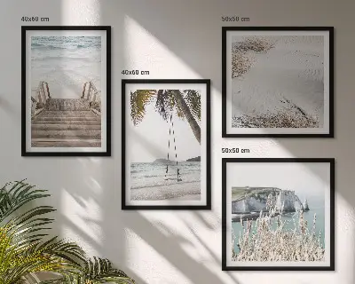 Wall art set beach stairs swing sea view
