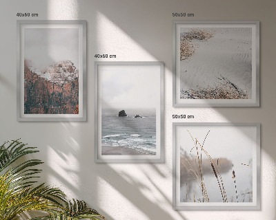 Set of 4 wall art pieces Abstract waves gray pastel