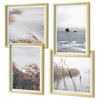 Abstract waves wall art set of 4 gray pastel pieces