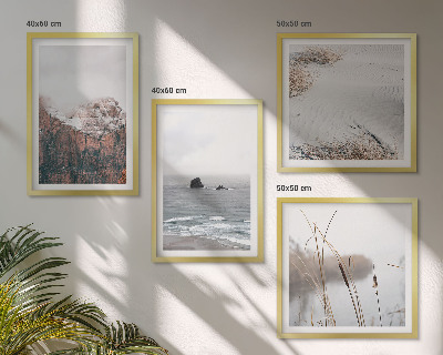 Set of 4 wall art pieces Abstract waves gray pastel
