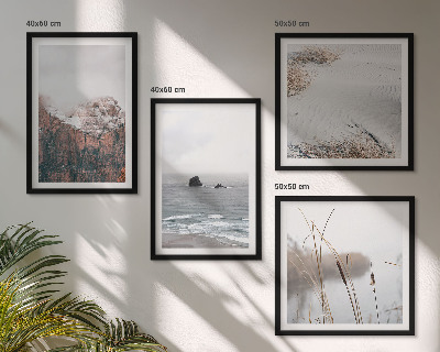 Set of 4 wall art pieces Abstract waves gray pastel