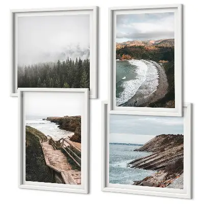 Multi-piece wall decor set cliff views and beach landscapes