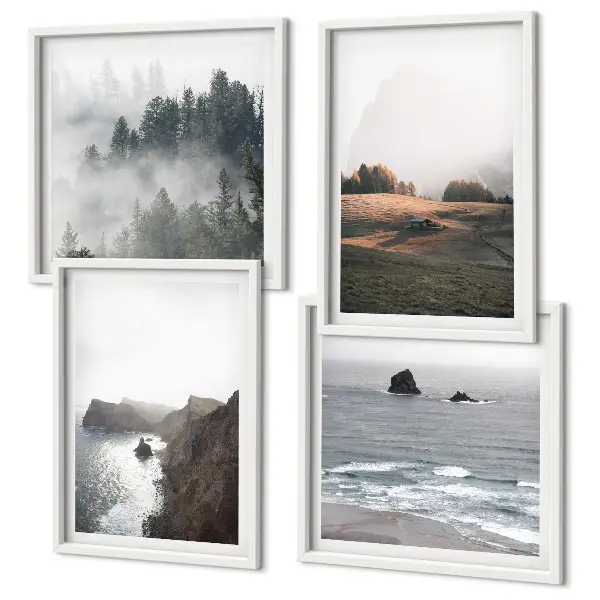 Mountain and sea landscape wall art set set of wall art prints featuring mountainous coastal scenery