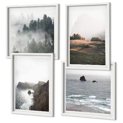 Mountain and sea landscape wall art set set of wall art prints featuring mountainous coastal scenery