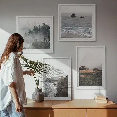 Mountain and sea landscape wall art set set of wall art prints featuring mountainous coastal scenery