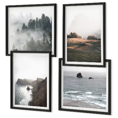 Mountain and sea landscape wall art set set of wall art prints featuring mountainous coastal scenery